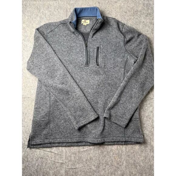 Woolrich Sweatshirt Mens Large Gray Knit Long Sleeve Side Slit 1/4 Zip Pullover - Picture 4 of 7